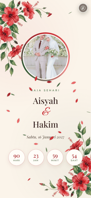 Contoh kad kahwin digital Bunga Raya di telefon