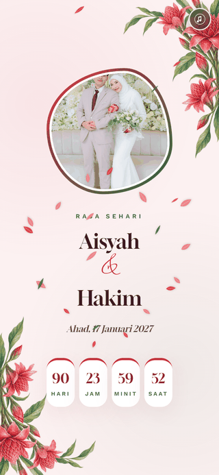 Templat kad kahwin digital Kantan Merah