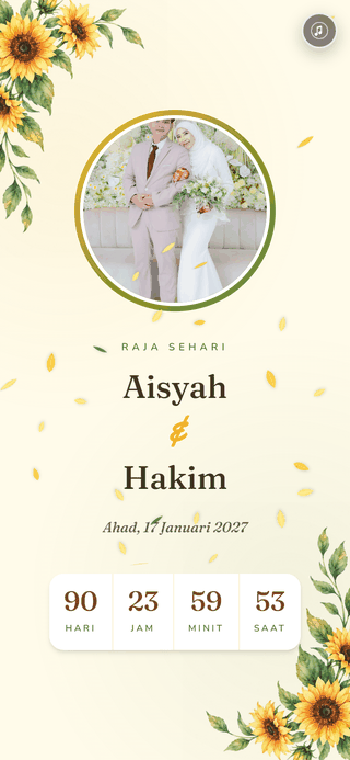 Templat kad kahwin digital Matahari Ceria
