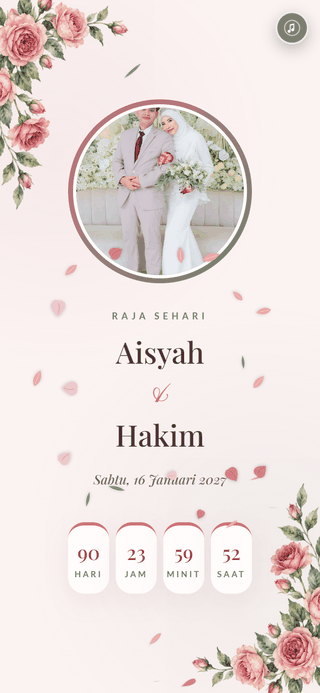 Templat kad kahwin digital Mawar Kasih