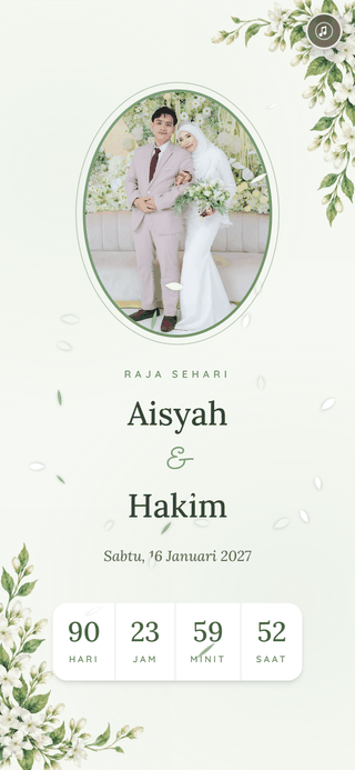 Templat kad kahwin digital Melur Suci