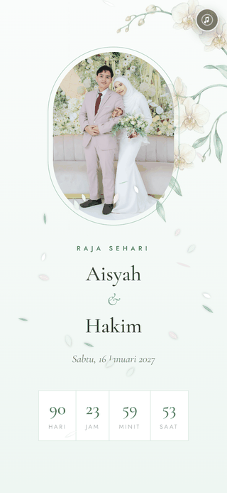 Templat kad kahwin digital Orkid Putih
