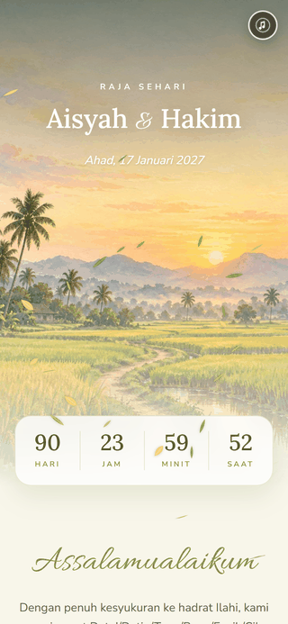 Templat kad kahwin digital Sawah Padi