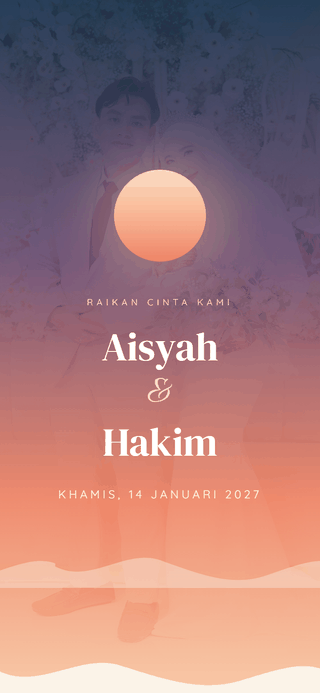 Templat kad kahwin digital Senja Pantai