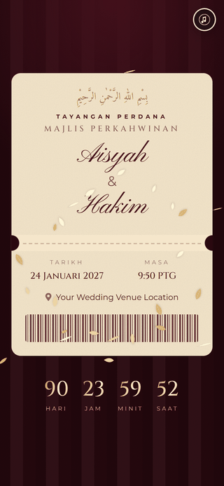 Contoh kad kahwin digital Tayangan Perdana di telefon